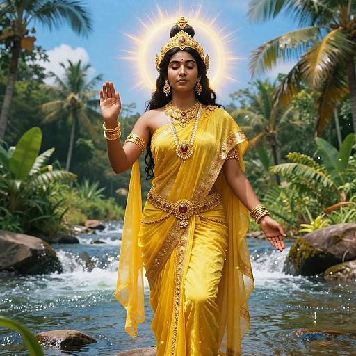 Radiant Oxum Goddess in Tropical Splendor