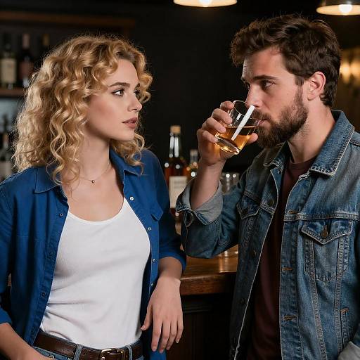 Intense Encounter at a Dimly Lit Bar