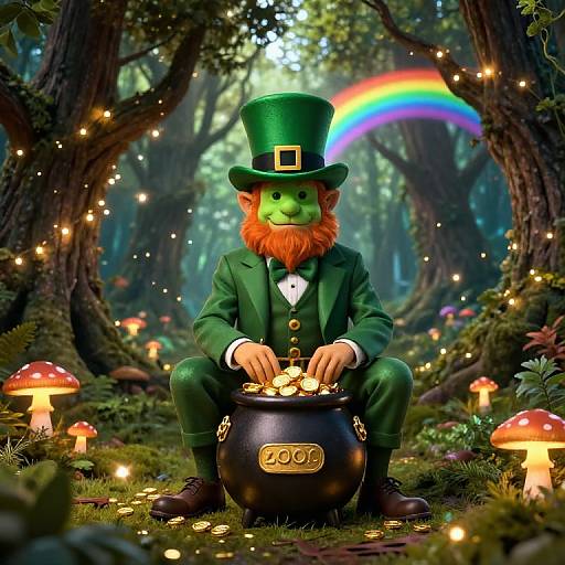 Leprechaun Face on Enchanted Rainbow