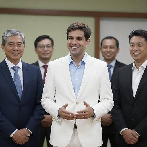 Group of Businessmen Smiling in Office