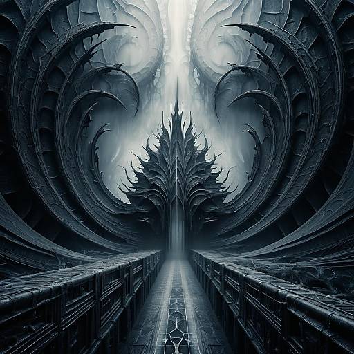 Fogbound Fear in Giger Style