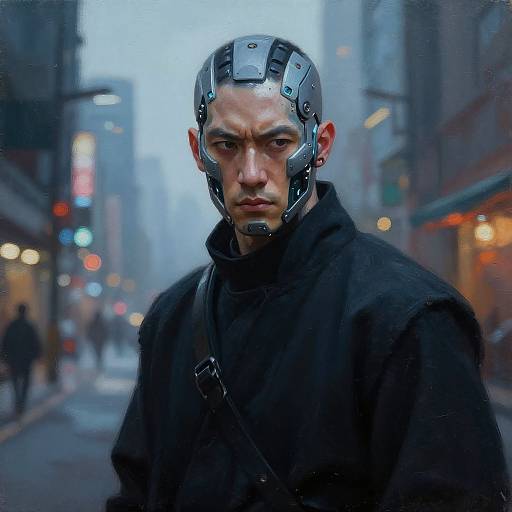 Cyberpunk Street Samurai at Dusk