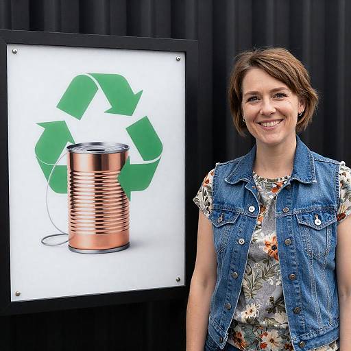 Smiling Woman Promoting Recycling Awareness