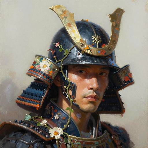 Futuristic Samurai Helmet with Vines