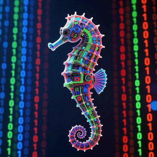 Digital Robotic Seahorse with Binary Code