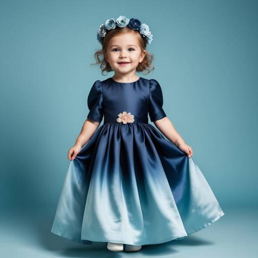 Little Girl in Elegant Blue Dress