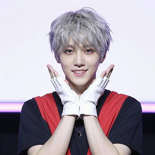 Young Person with Silver Hair Pose