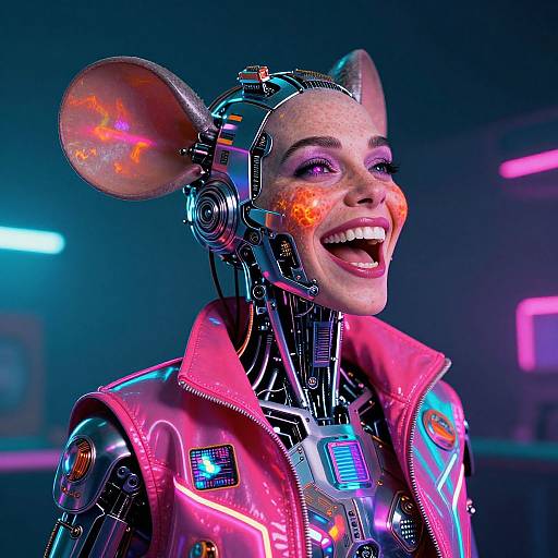 Cyberpunk Mouse Noir Portrait