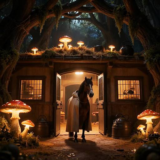 Fantasy Grotto Stables with Cloaked Centaur Stablemaster