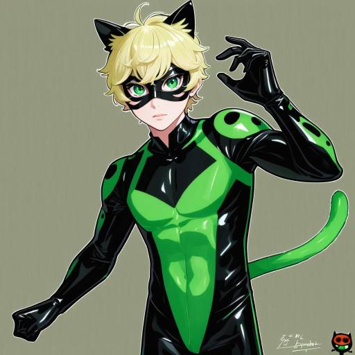 Illustration of Adrien agreste, miraculous ladybug in the style of Tenchisouha