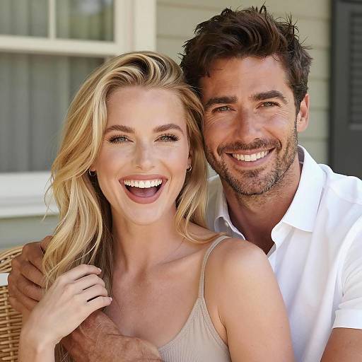 Happy Couple Smiling Outdoors