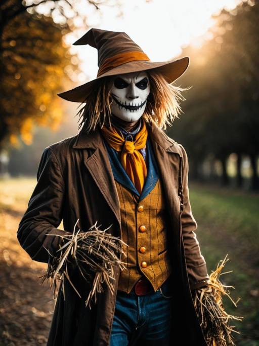 Man in Realistic Scarecrow Cosplay Costume