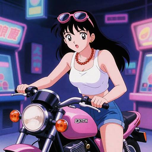 1990s Neon Arcade Biker Rebel
