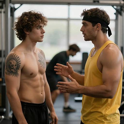 Dynamic Gym Scene with Two Men