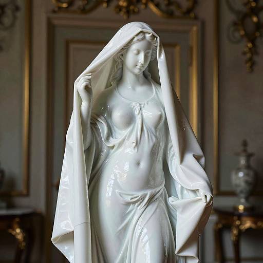 Unveiling Porcelain Statue in Baroque Room