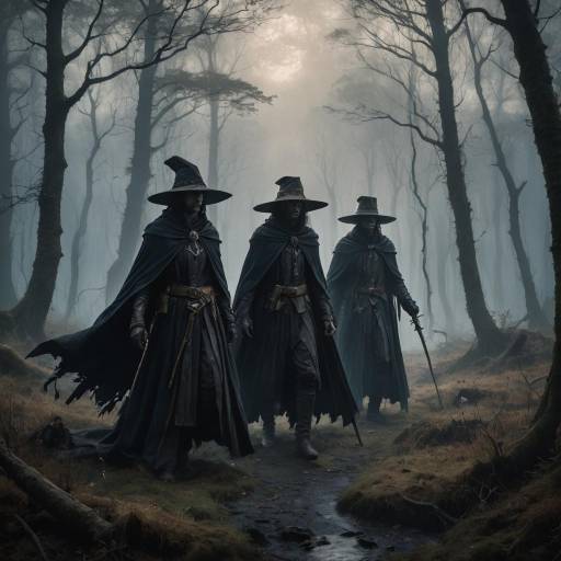 Mysterious Figures in Enchanted Forest