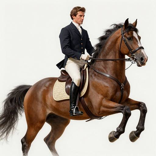 Handsome Man Riding Prancing Horse