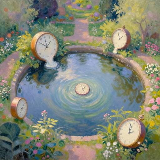 Surreal Dreamscape with Floating Clocks