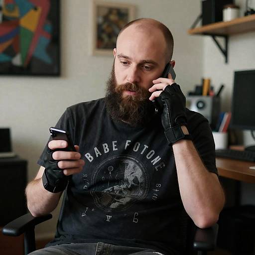 Bearded Man in Cluttered Room