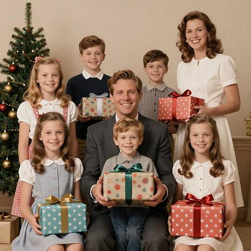 Festive Family Gathering in 1960s Style
