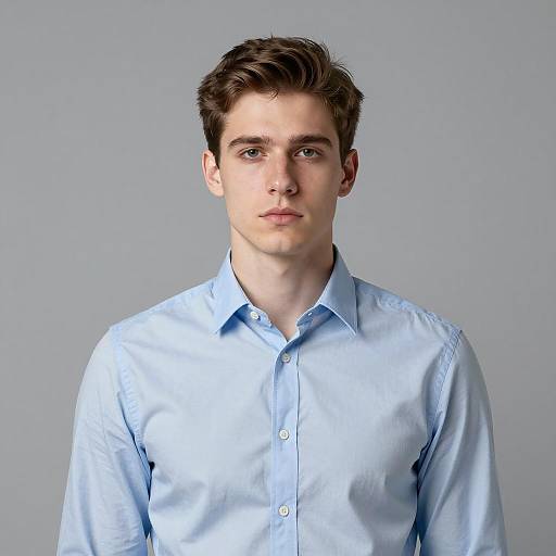 Young man in light blue dress shirt