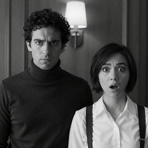 Intense Couple Portrait in Black and White