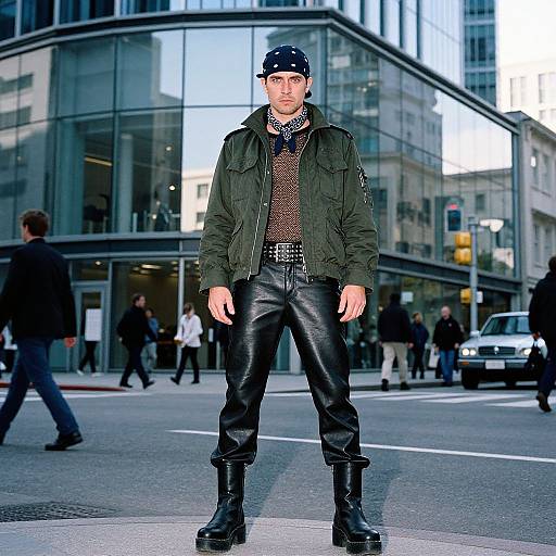 Confident Man in Edgy Streetwear
