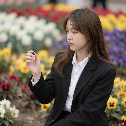 Young Woman in Blooming Garden