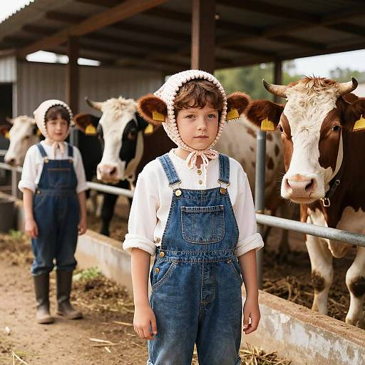 Charming Cows in Vintage Farmwear
