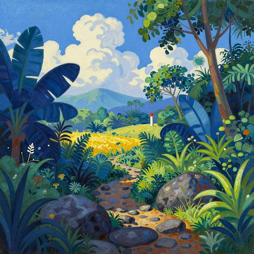 Vibrant Fauvist Jungle Sunrise