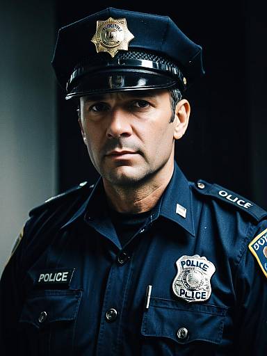 Portrait of Male Police Officer in Uniform