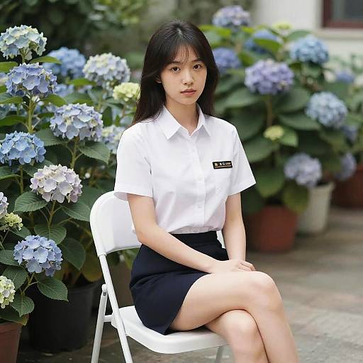 Photorealistic Girl Sitting on Chair