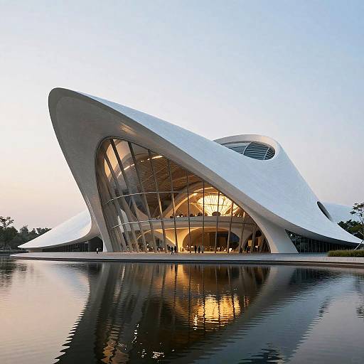Futuristic Foam-Shaped Lake Building