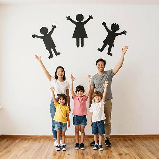 Playful Family Photo with Wall Cutouts