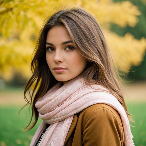 Young Woman in Autumn Scarf