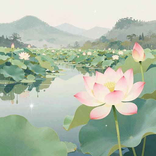 Ethereal Lotus Pond at Twilight