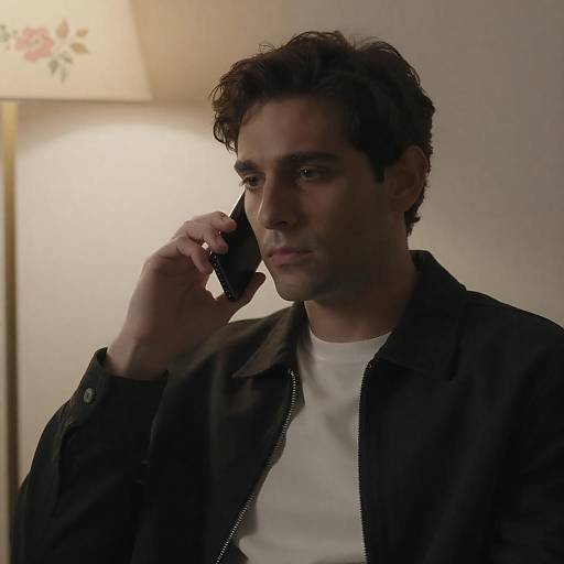 Contemplative Man in Warm Indoor Lighting