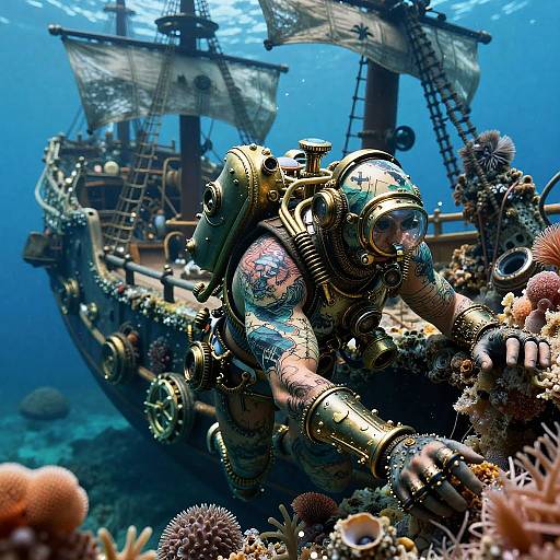 Steampunk Marine Explorer with Tattoos