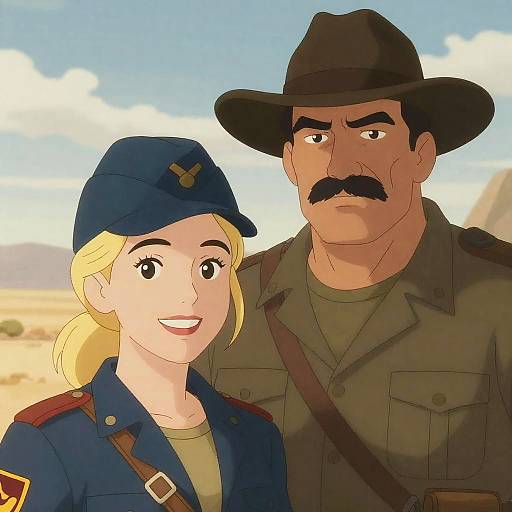 Military Style Duo in Desert Landscape