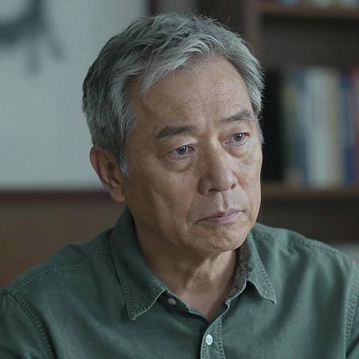 Serious Middle-Aged Man in Green Shirt