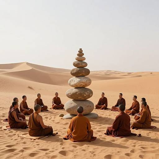 Meditating Monks on Leviting Stones