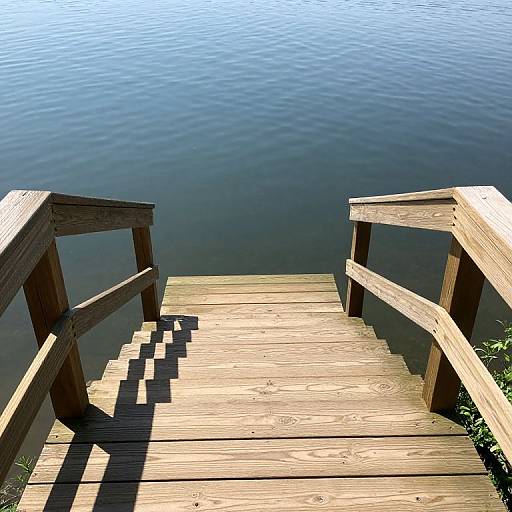 Wooden Deck Stairs to Lake