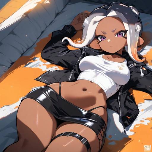 Octoling Character in Stylish Miniskirt