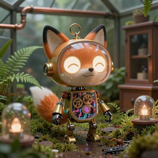 Clockwork Fox Terrarium Macro Portrait