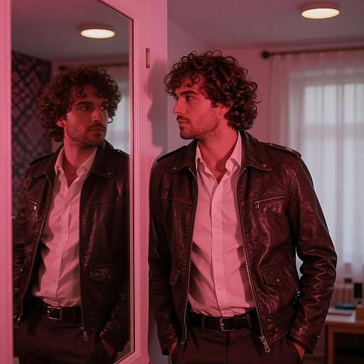 Stylish Man in Neon Room