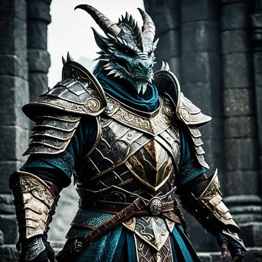 Regal Dragonborn in Ancient Ceremonial Armor
