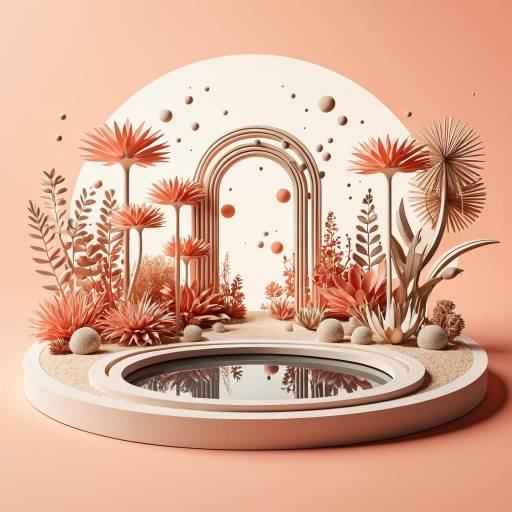 Futuristic 3D Botanical Garden Illustration