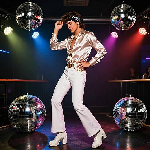 70s Funk Dancer in Shiny Satin