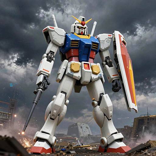 Battle-Worn Gundam AI Art
