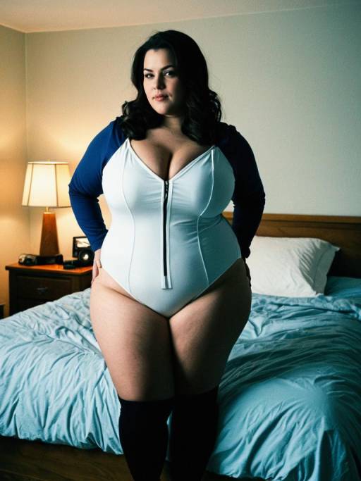 Plus Size Woman in Bedroom Costume